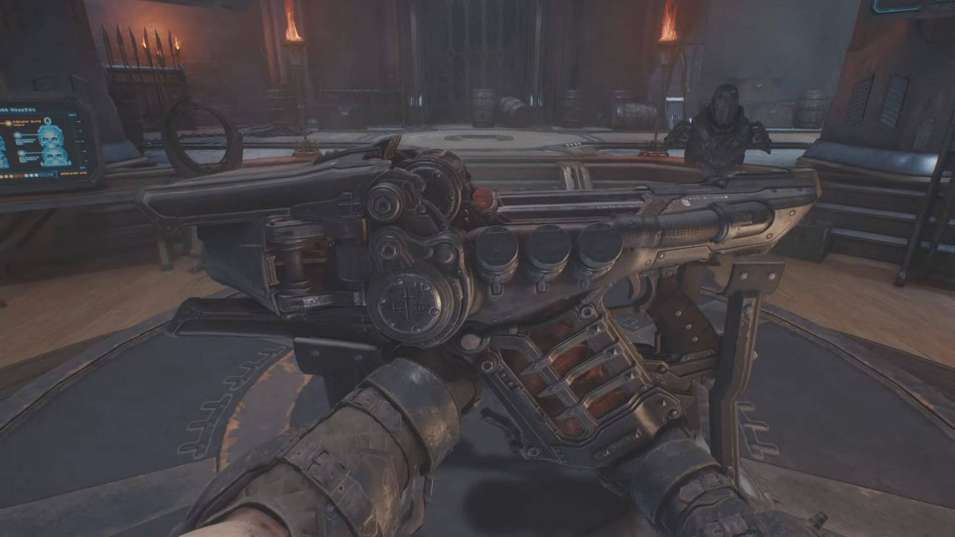 Unlocking Skullcrusher Pulverizer in the barracks (Image via Sportskeeda Gaming | Bethesda Softworks)